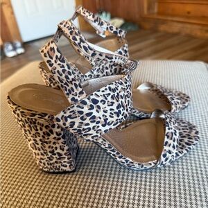 Qupid Leopard Print Strappy Heels